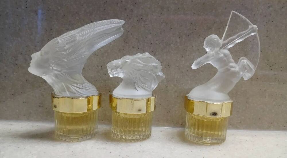 Lalique France Les Mascottes Miniatures Set Lion Phénix Sagittaire 5ml EDP